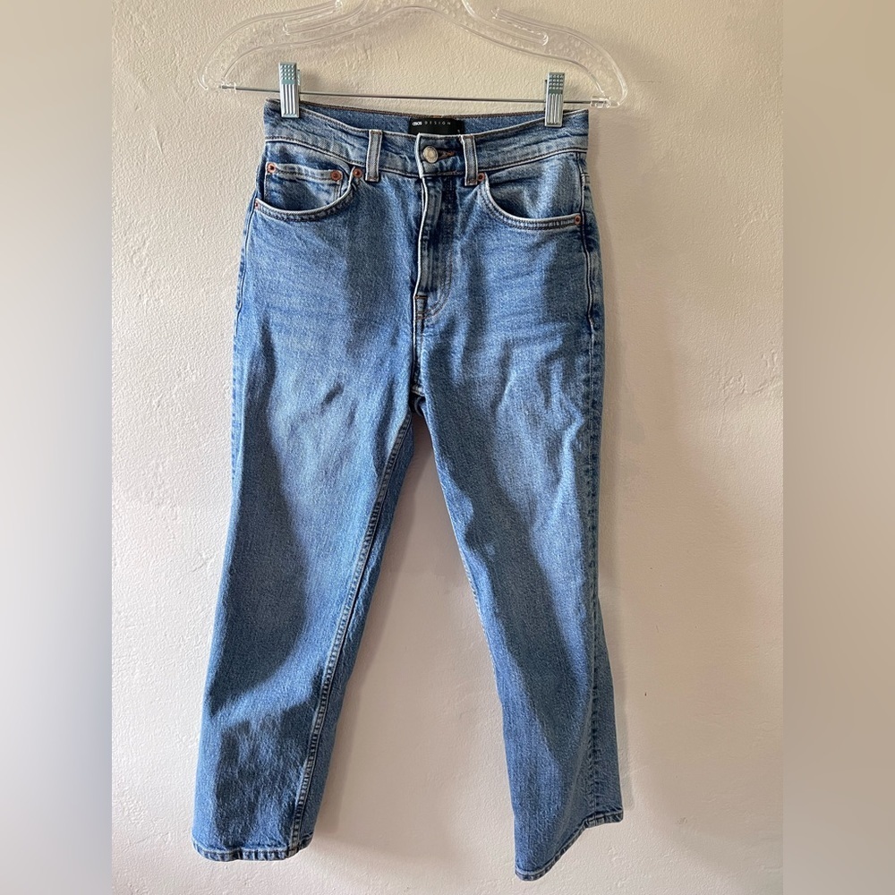 ASOS High Waist Mom Jeans Straight Leg Crop